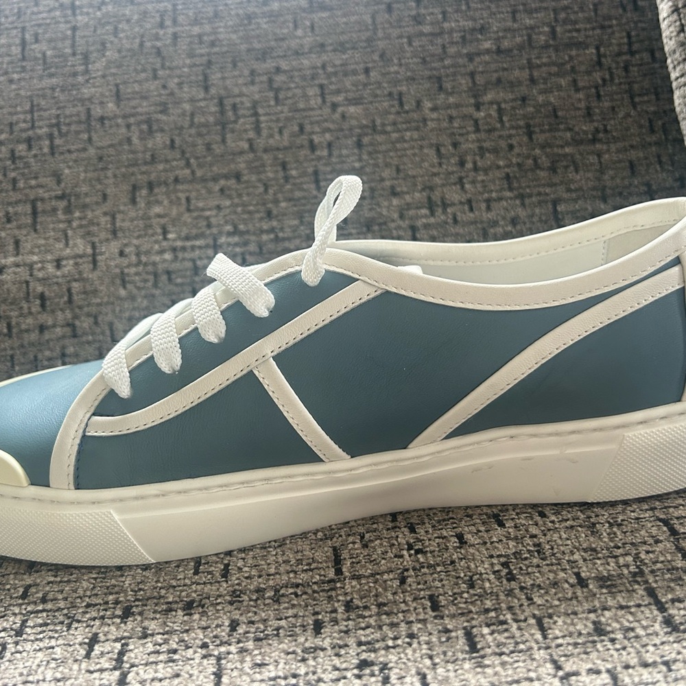 Bottega Veneta Light Blue and White Low-Top  Sneakers - Picture 5 of 9